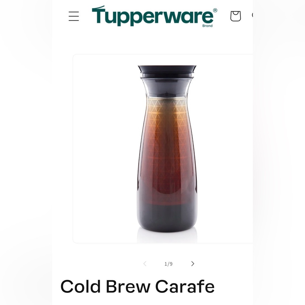 NEW (NIB) Tupperware Cold Brew Carafe with Black Seal, 1 1/4 qt. (LAST one)